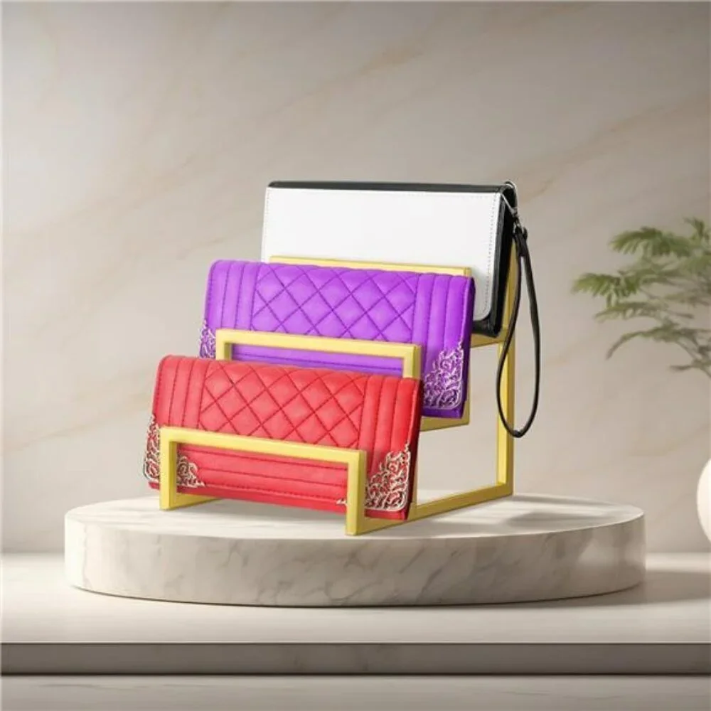 Purse Organizer Display Stand 3 Tier Metal Wallet Rack Handbag Holder Closet 2Pc